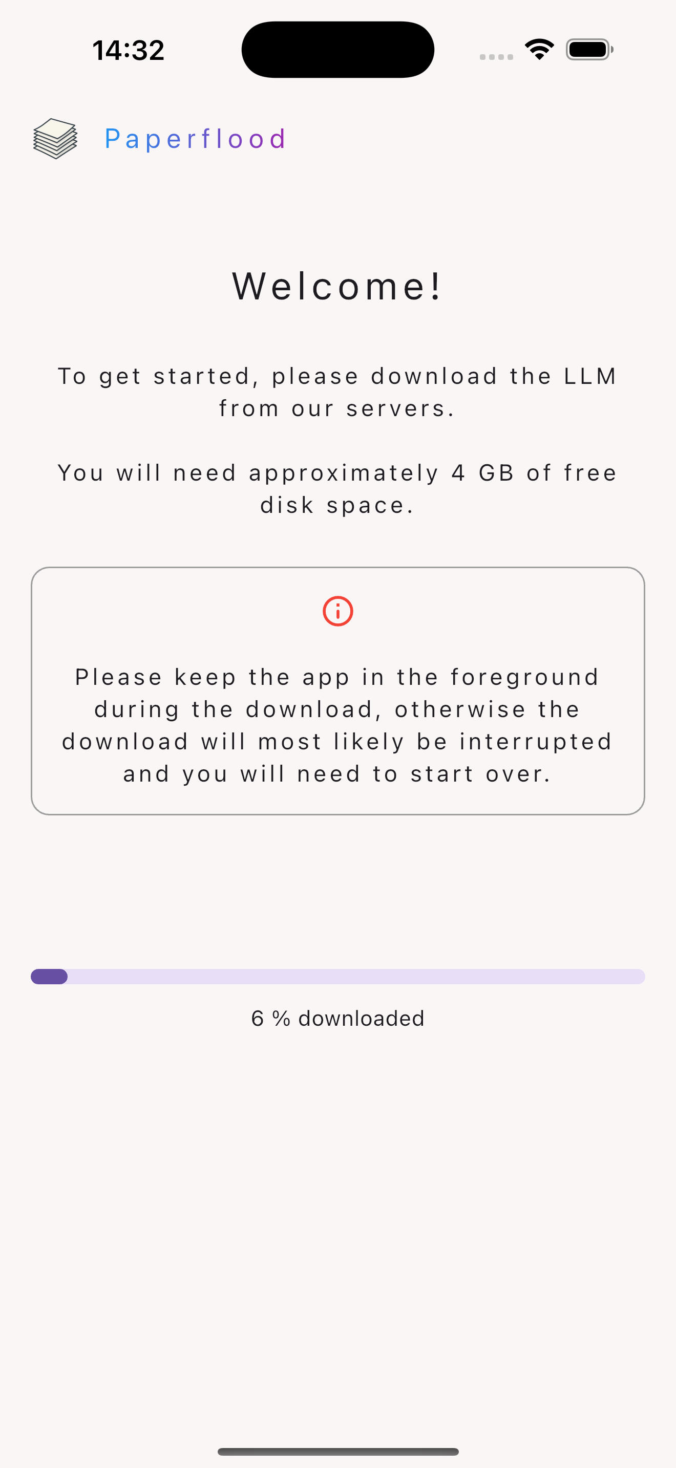 Download Screen of Paperflood app