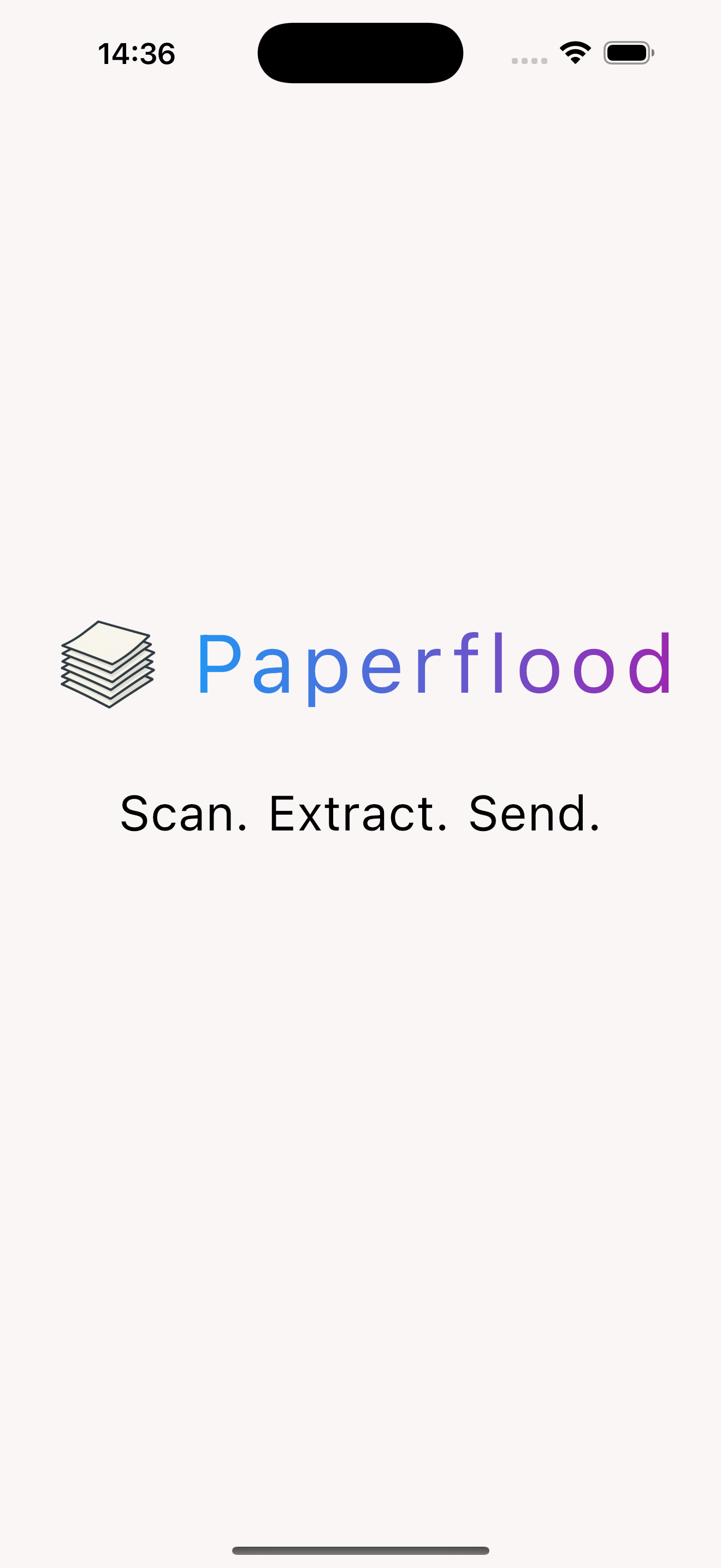 Start Screen of Paperflood app
